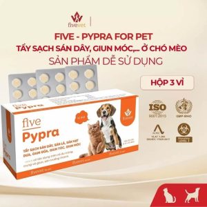 Viên tẩy giun sán Pypra Fivevet đặc trị sán dây sán hạt dưa giun đũa cho chó mèo chính hãng
