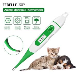 Nhiệt kế điện tử thú y Febelle đầu mềm linh hoạt đo thân nhiệt hậu môn chó mèo chính xác
