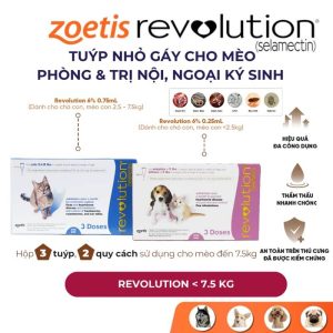 Thuốc nhỏ gáy trị bọ chét ghẻ tai và phòng giun tim Revolution cho mèo từ hai ký rưỡi đến bảy ký rưỡi chính hãng Zoetis