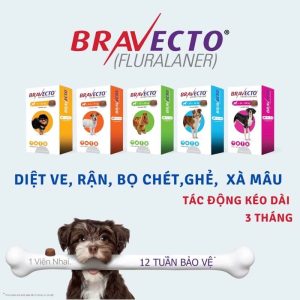 Viên nhai phòng trị ve rận ghẻ Bravecto bảo vệ ba tháng chính hãng khuyên dùng bởi Bác sĩ Trung